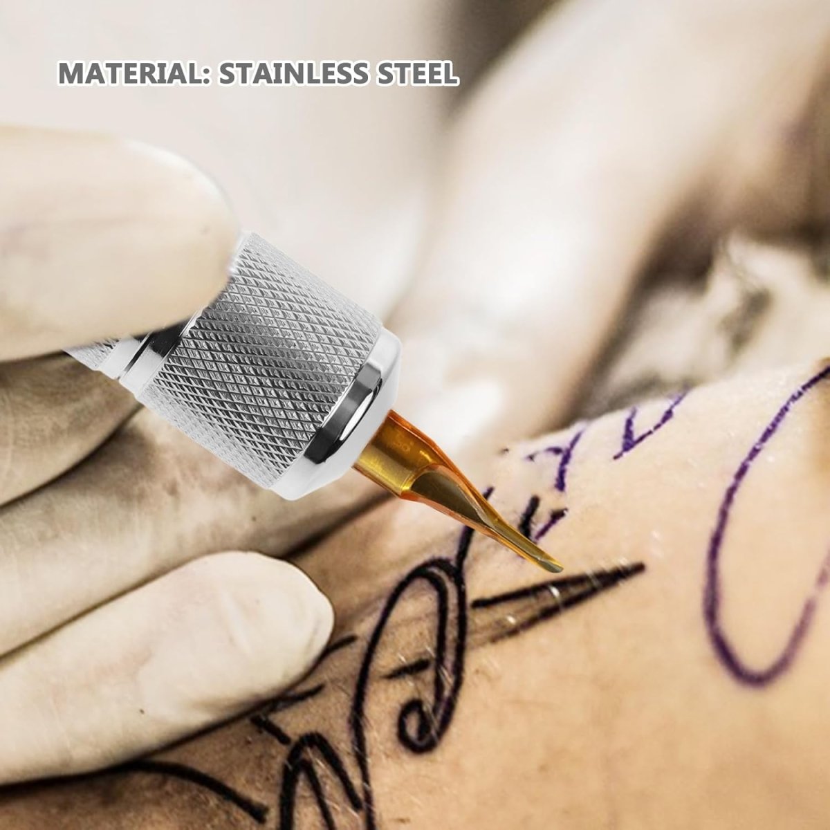 25mm Stainless Steel Tattoo Machine Tube Handle Grips Tip With Self Lock By Artibetter - Tattoo Unleashed