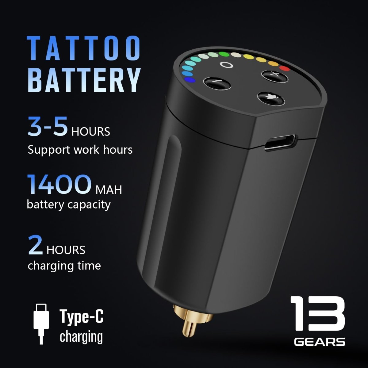 Stigma Wireless Tattoo Battery 1400mAh, RCA, LED Display