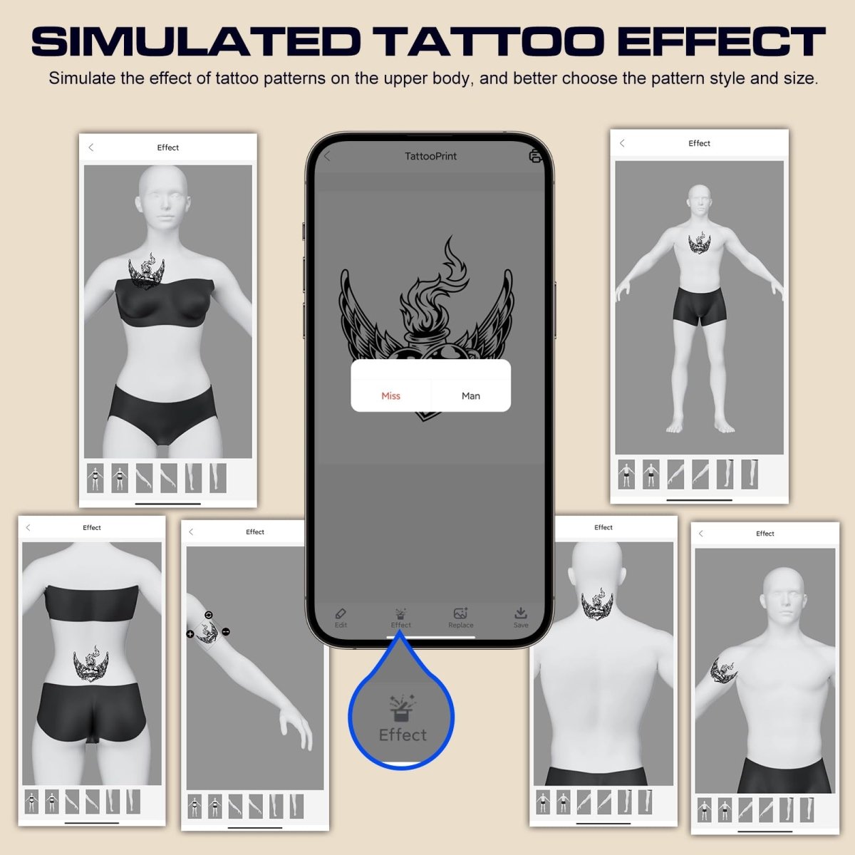 Stigma Bluetooth Wireless Tattoo Stencil Printer with 10pcs Transfer Paper MHT-P8008-US