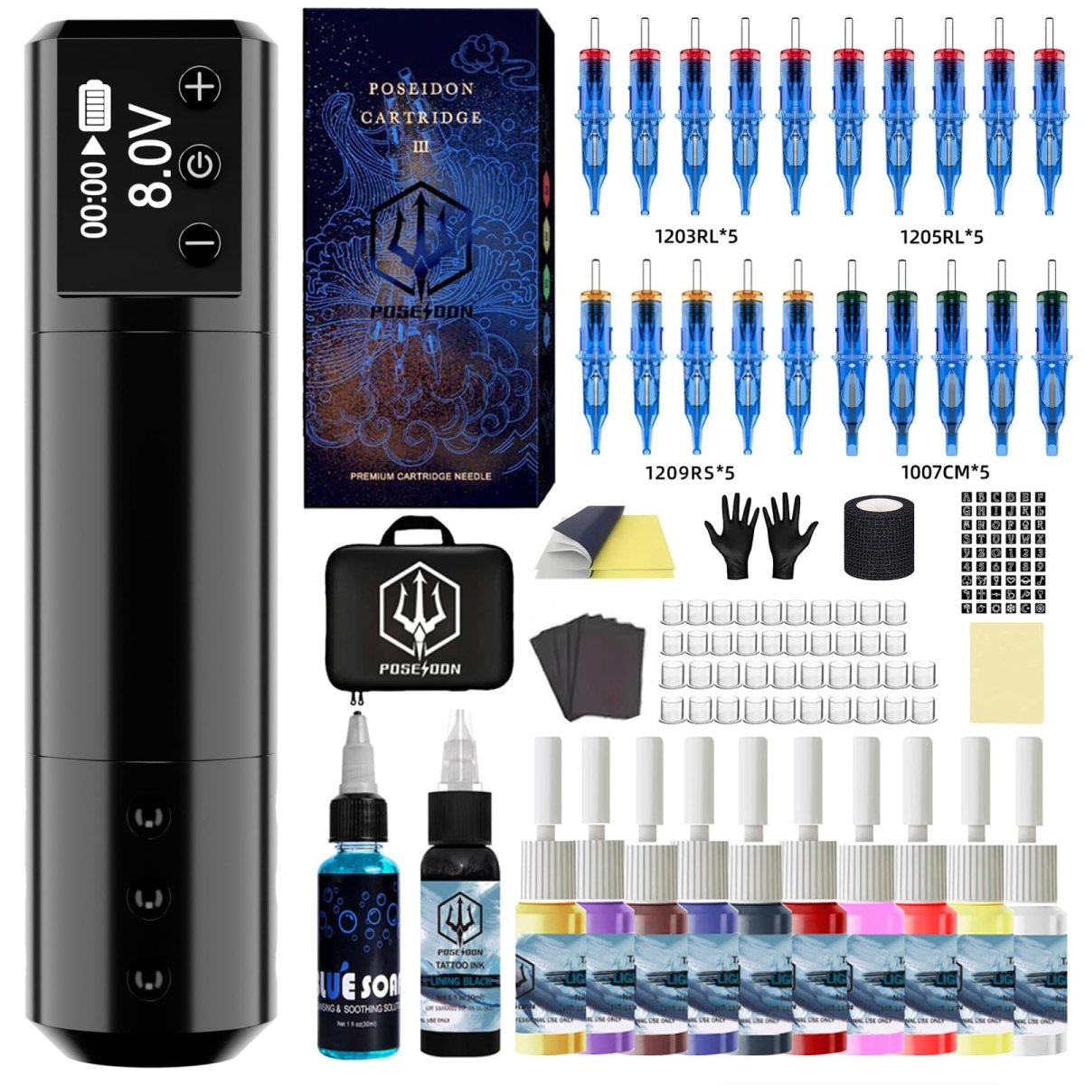 Poseidon Wireless Tattoo Pen Machine Kit PTK-HM125 - Tattoo Unleashed Poseidon Wireless Tattoo Pen Machine Kit PTK-HM125 - Tattoo Unleashed