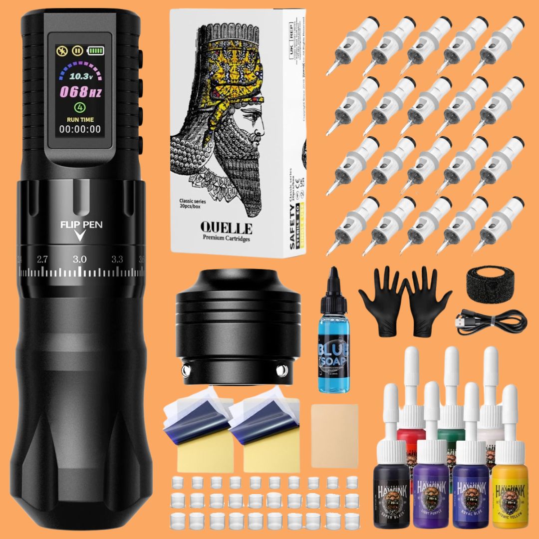 E86 Wireless Tattoo Pen Machine Kit with 7 Adjustable Stroke - Tattoo Unleashed