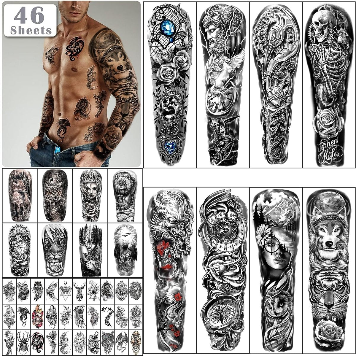 Full Arm & Half Arm Temporary Tattoos (46 sheets) by Yazhiji - Tattoo Unleashed