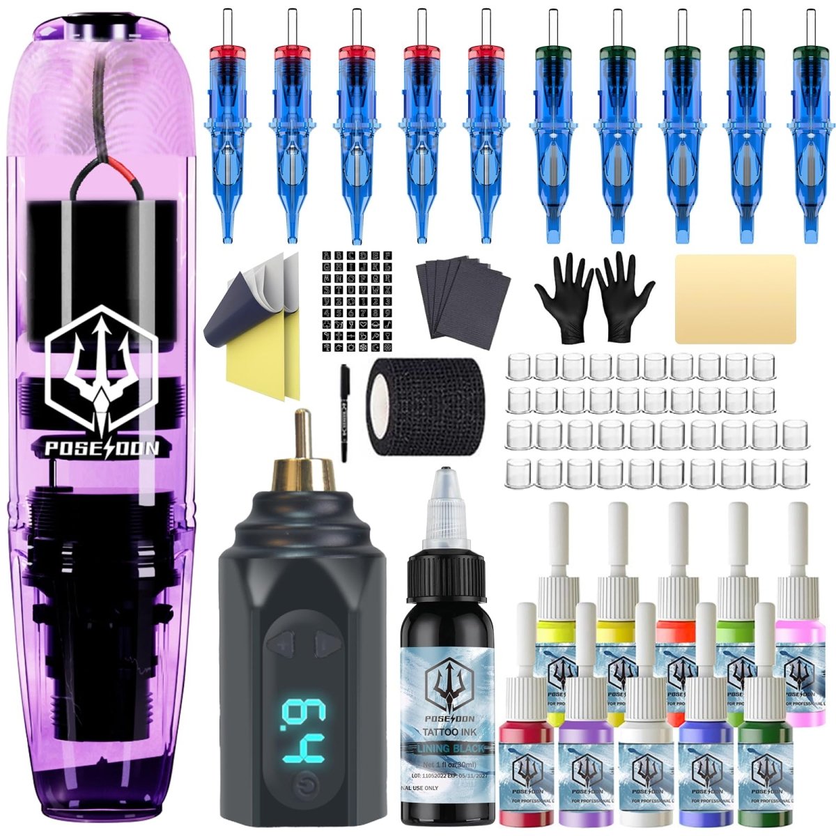 Poseidon Wireless Tattoo Pen Machine Kit TK039 - Tattoo Unleashed