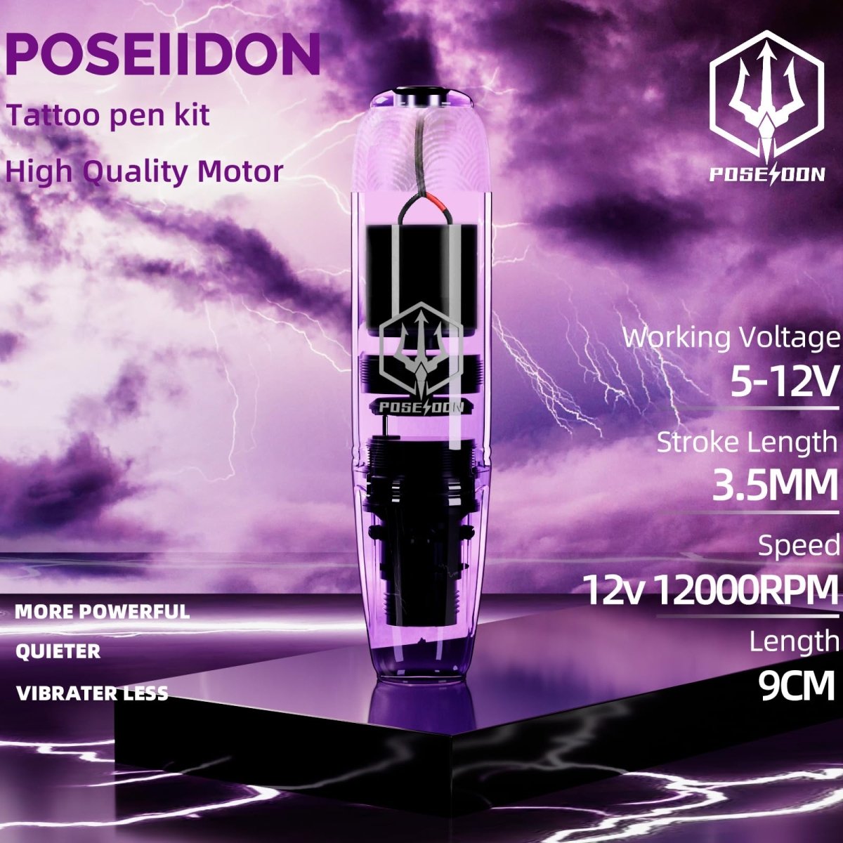 Poseidon Wireless Tattoo Pen Machine Kit TK039 - Tattoo Unleashed