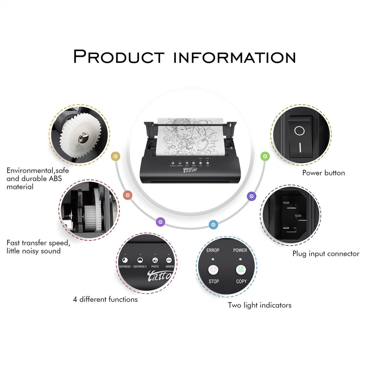 TATELF Portable Tattoo Stencil Printer Mini Thermal Machine with 20 Transfer Papers - Tattoo Unleashed