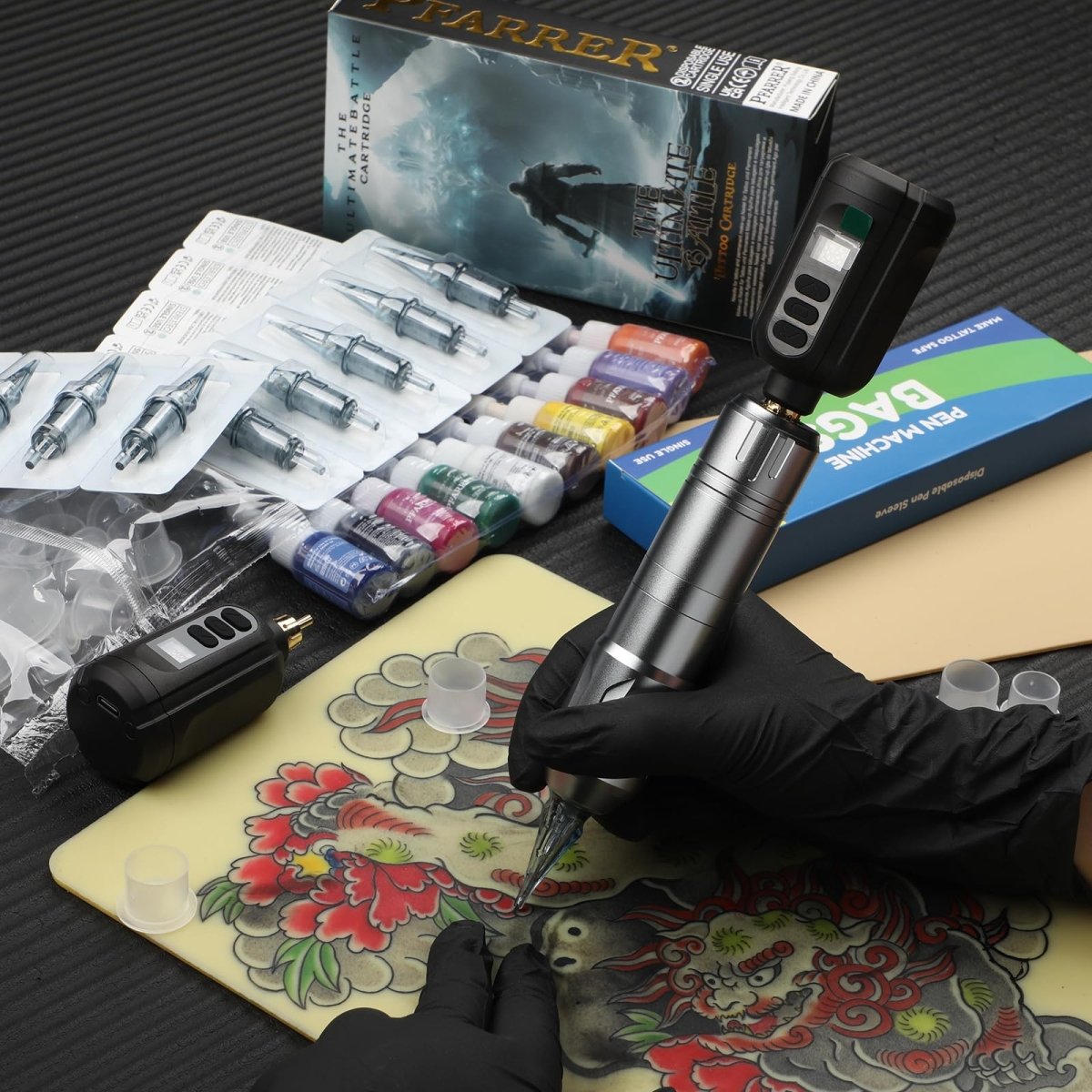 Wireless Tattoo Pen Machine Kit by PFARRER - EKP650 - 7 - Tattoo Unleashed