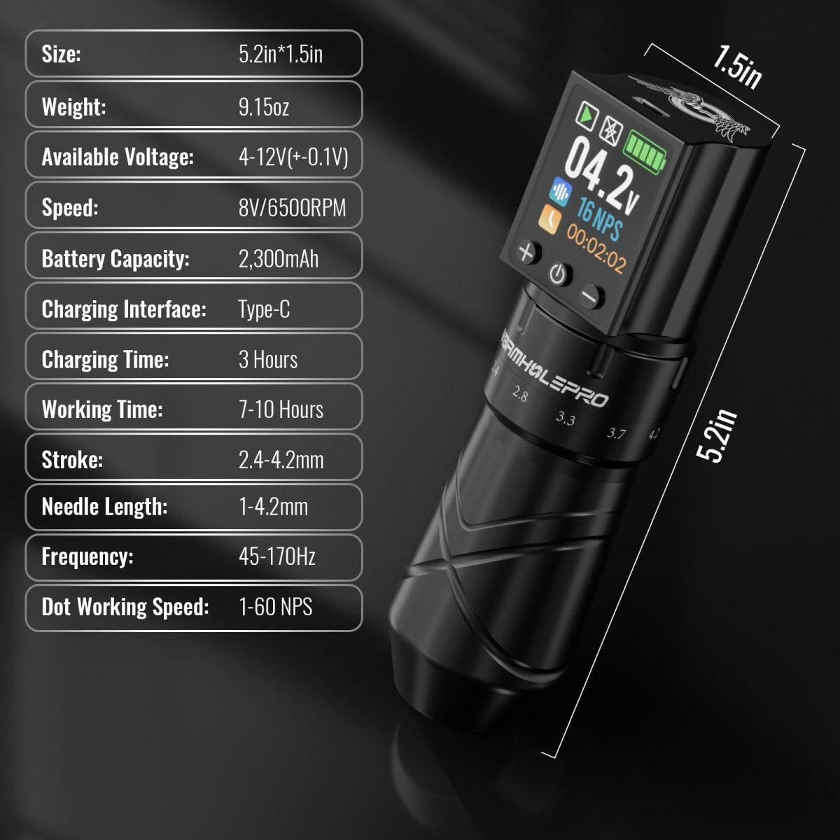 WormholePro Wireless Tattoo Pen Machine Kit - 2300mAh Battery - Tattoo Unleashed
