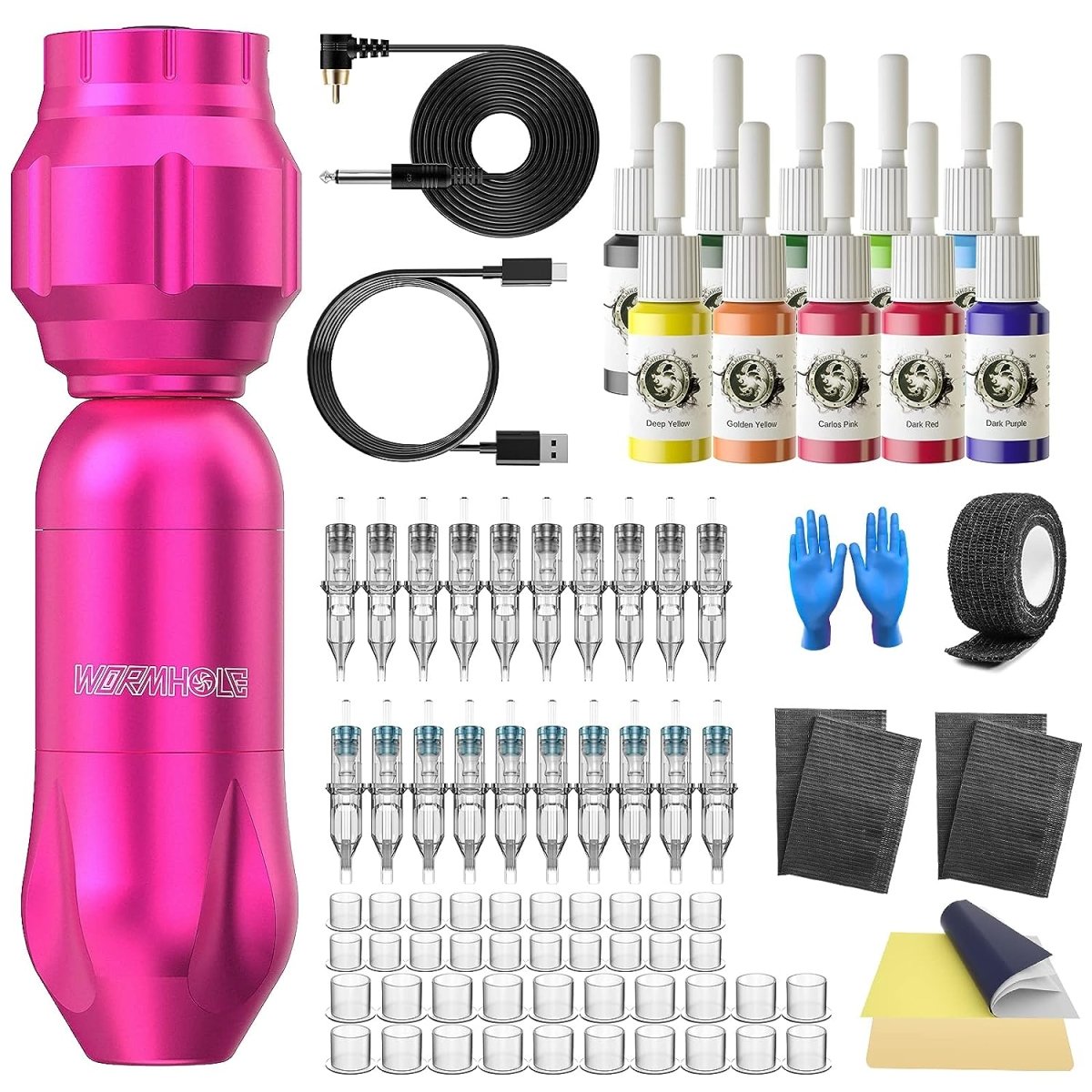 Wormhole Wireless Tattoo Machine Kit - Pink WTK114