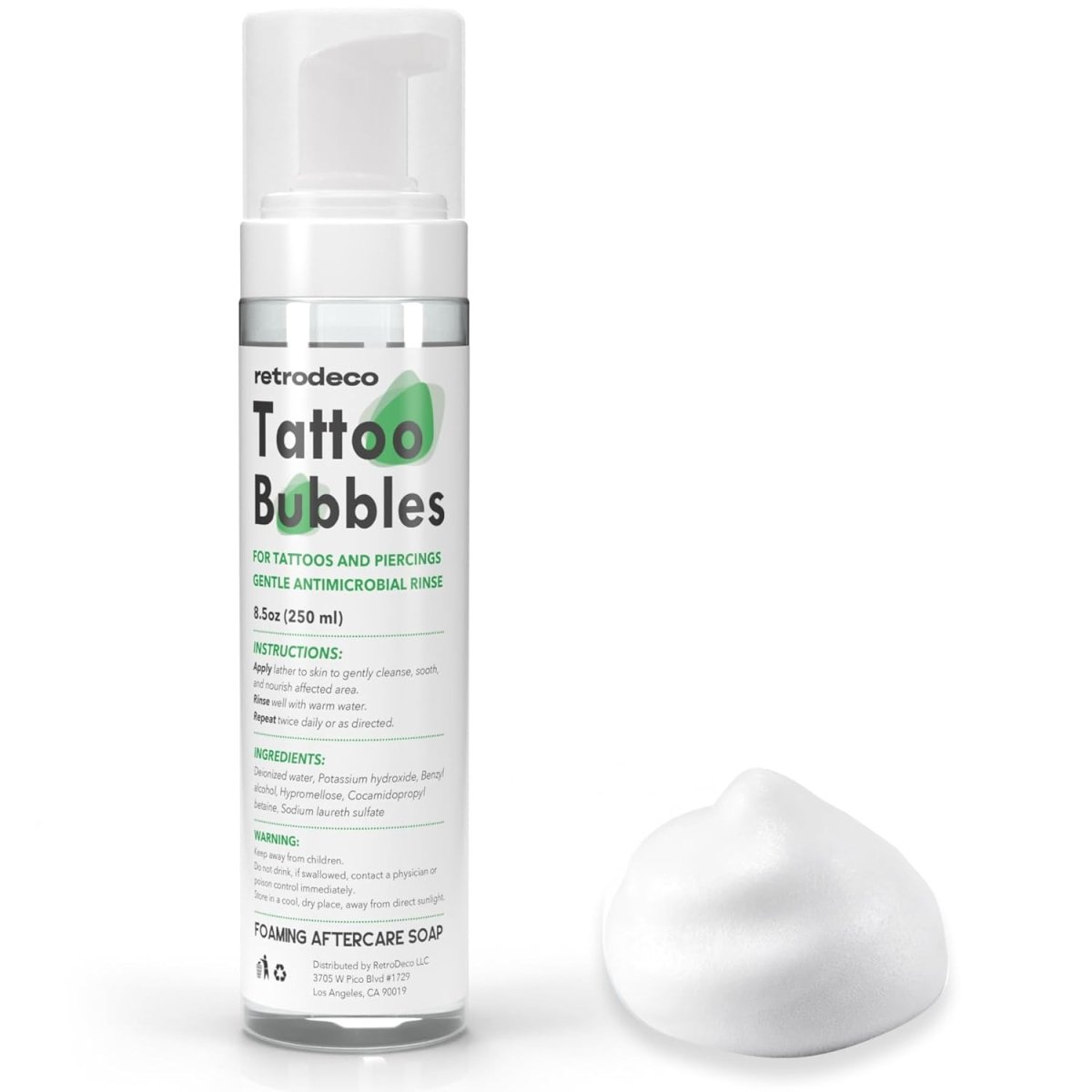 RetroDeco Tattoo Bubbles Soap Foaming Aftercare - 8.5 oz.