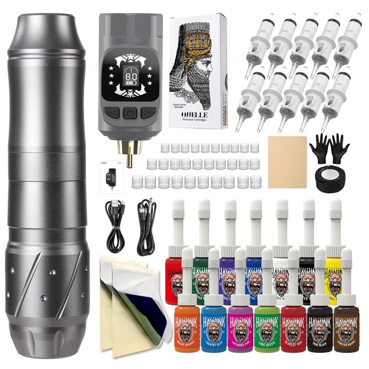 Shado 4.0 Hawink Wireless Tattoo Pen Machine Kit - Silver