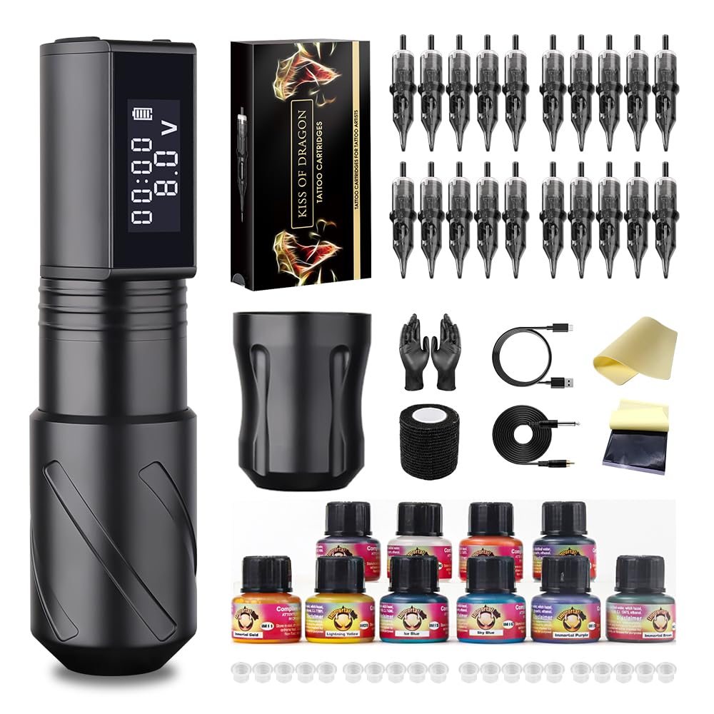 Kiss of Dragon Wireless Tattoo Pen Machine Kit KOD-8838-BWLBF