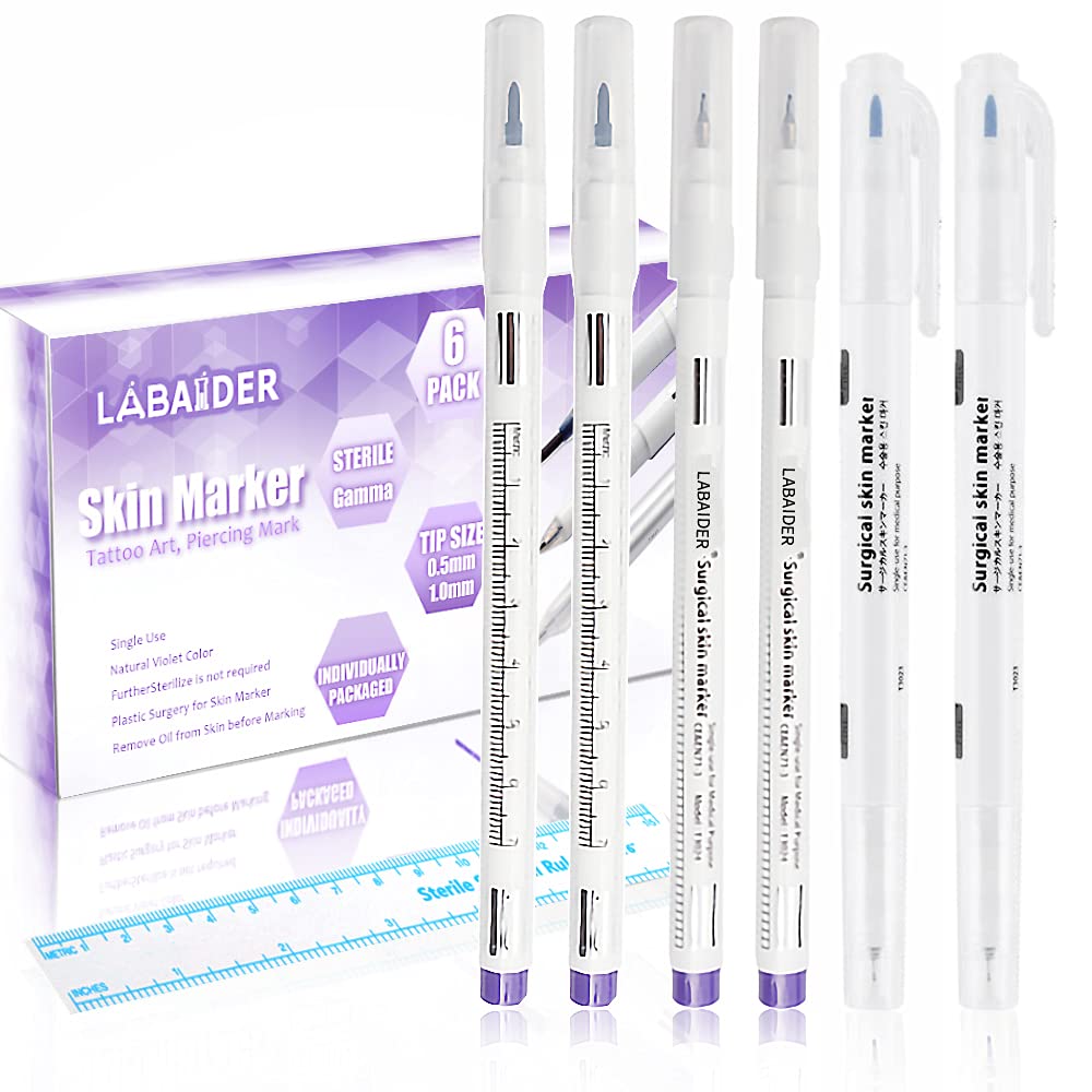 LabAider Professional Tattoo Stencil Marker Pen - 6pcs