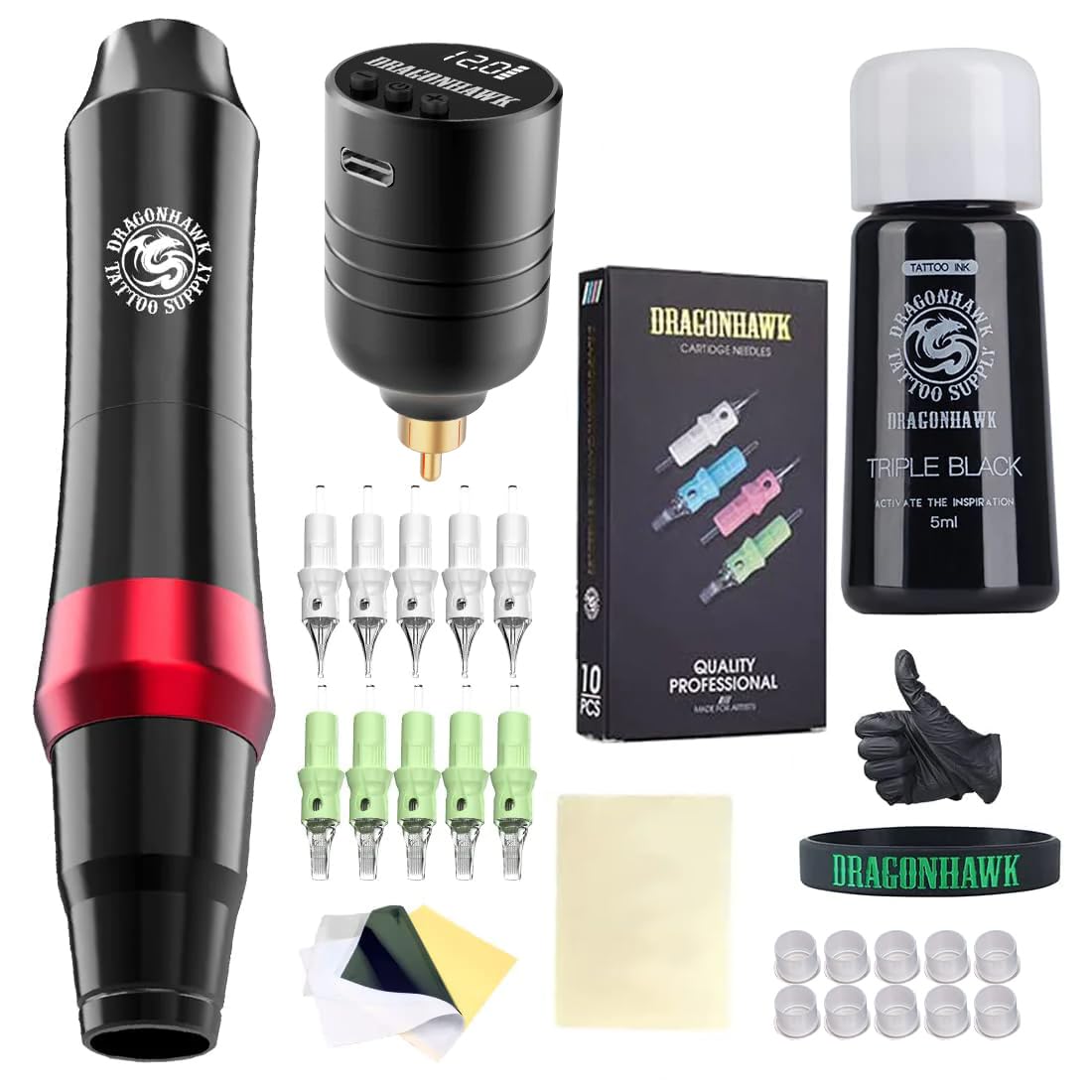Dragonhawk S4 Wireless Tattoo Pen Machine Kit