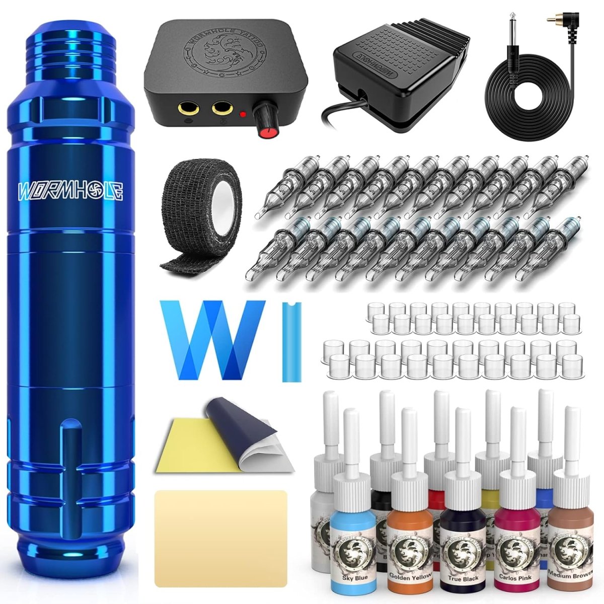 Wormhole Tattoo Pen Machine Kit - Blue WTK148