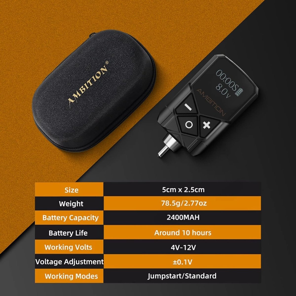 Ambition Kuark Wireless Tattoo Battery Power Supply - Long Version 2400MAH