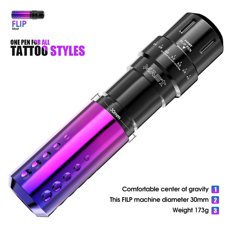 Mast Flip Purple Rotary Wireless Tattoo Pen Kit