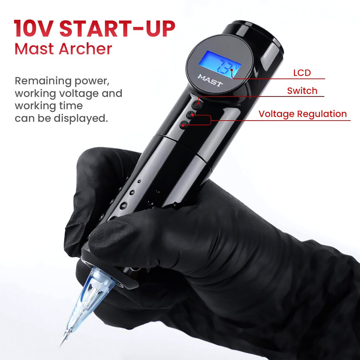 Mast Archer Gradient Blue Wireless Tattoo Pen Machine 3.5mm Stroke