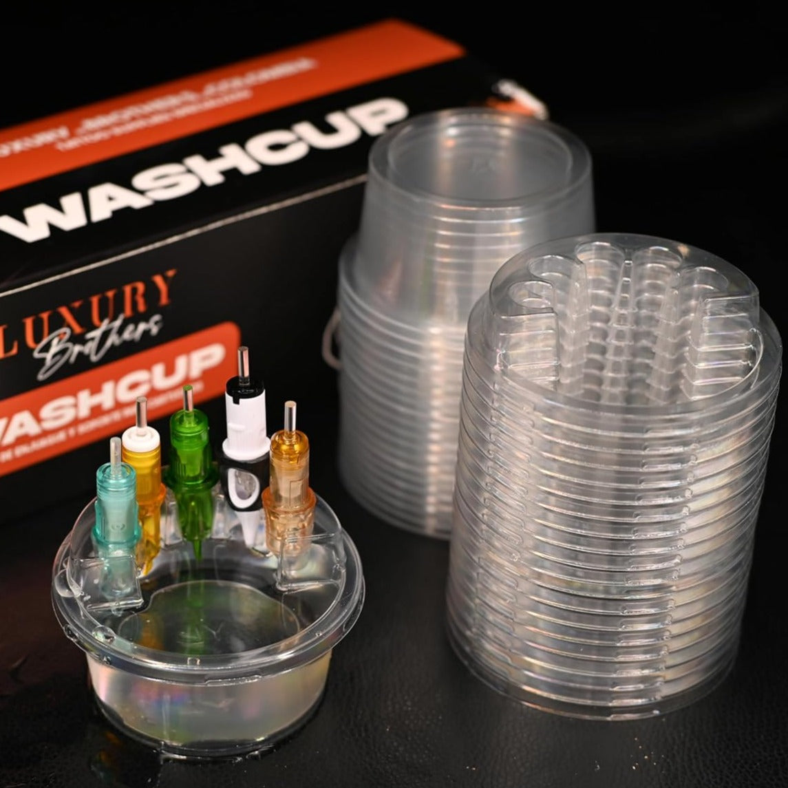 Washcup Tattoo Cartridge Holders and Rinse Cups - 20pcs of Cups & Lids