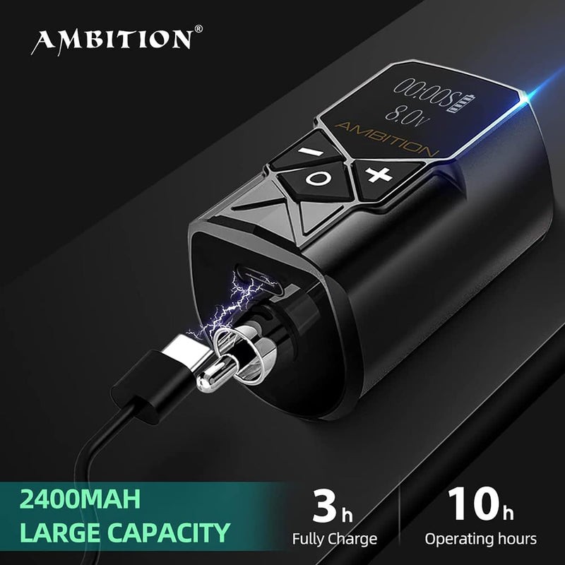Ambition Kuark Wireless Tattoo Battery Power Supply - Long Version 2400MAH