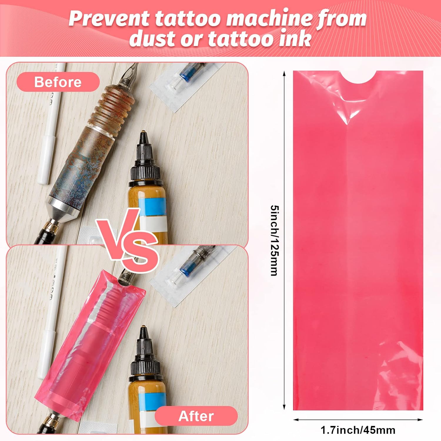 400pcs Pink Tattoo Pen Machine Cover