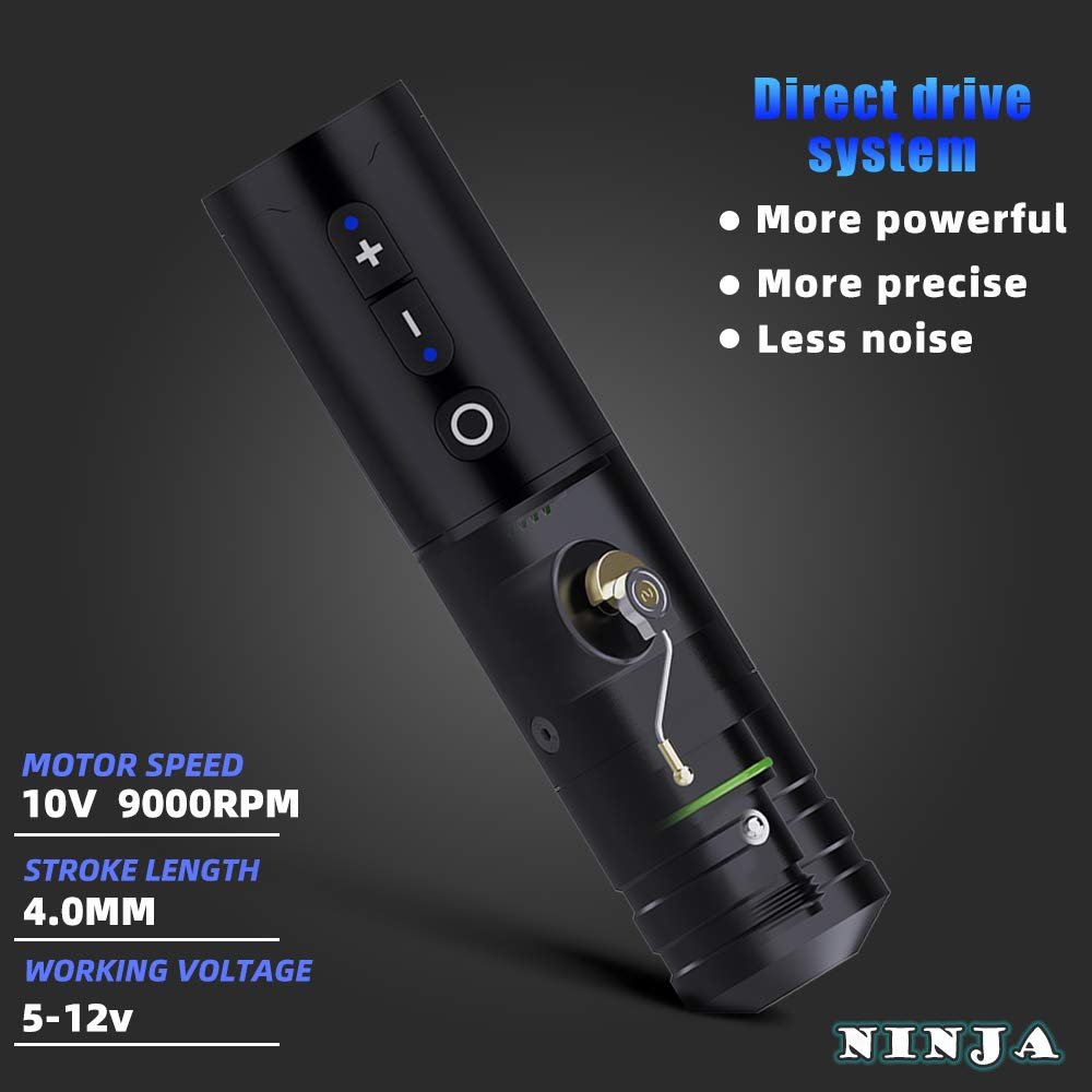 Ambition Ninja Wireless Tattoo Pen Machine + Extra Long Battery