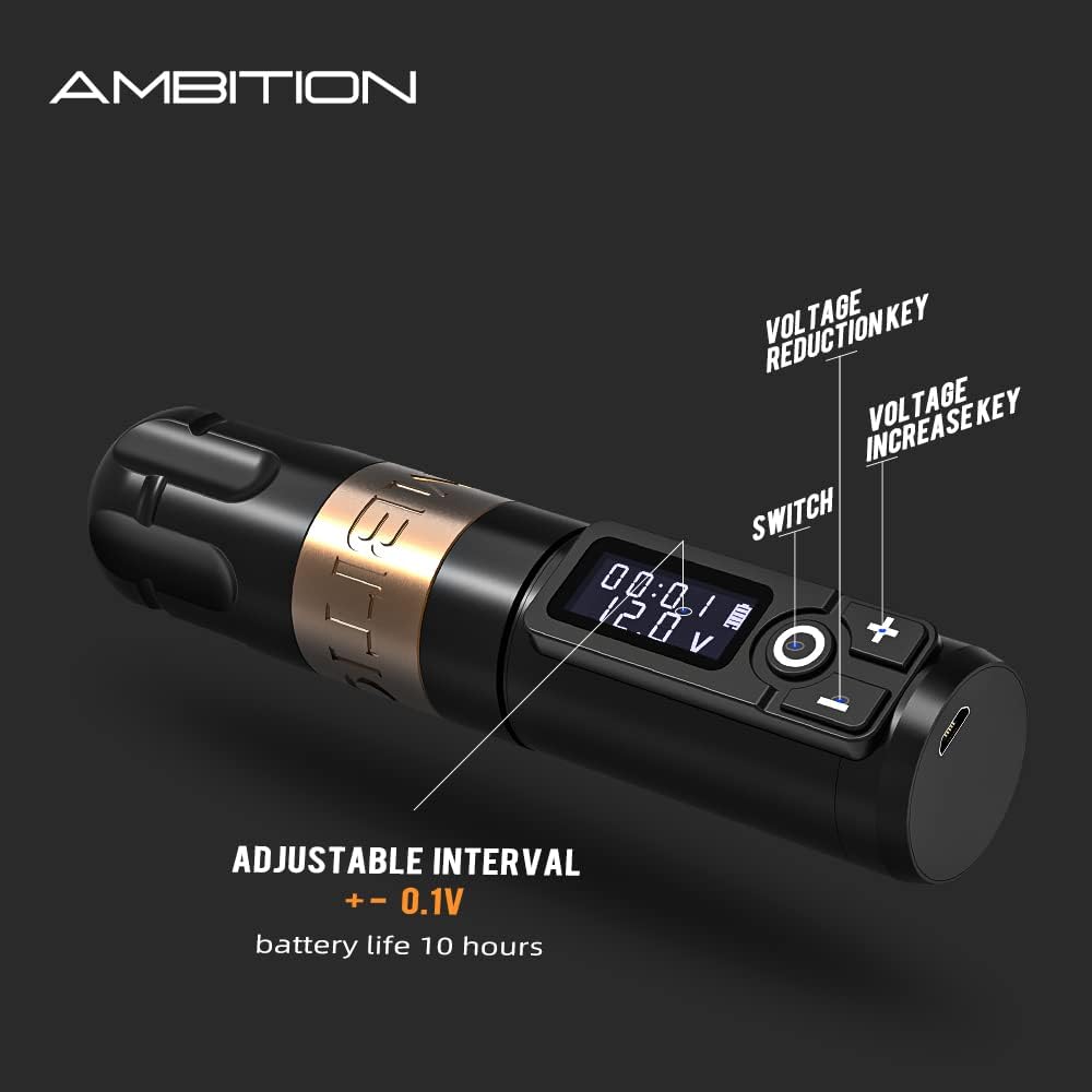 Ambition Stainless steel adjustable cartridge grip / STUDIO INK TATTOO  CARTRIDGES