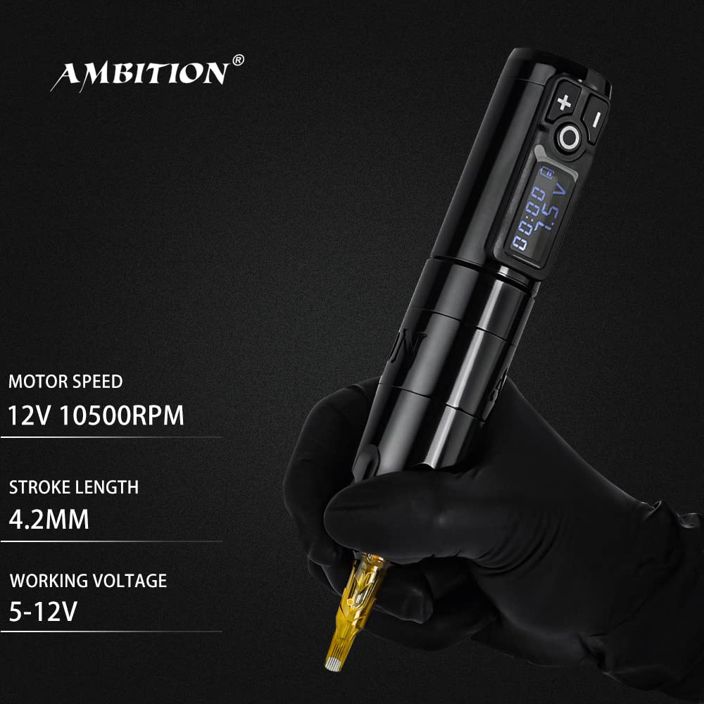 Ambition Soldier Red Rotary Wireless Tattoo Pen Machine