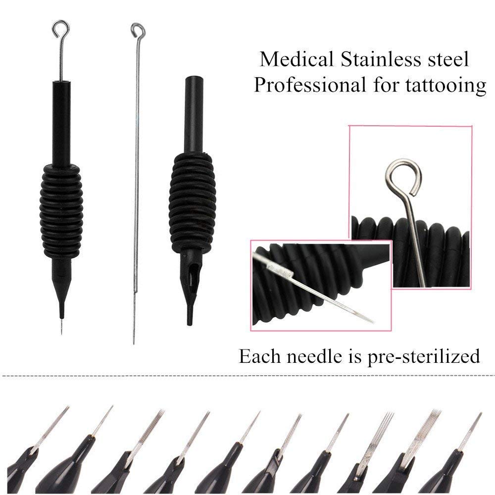 Dragonhawk Black Assorted Tattoo Needles Tubes - 60pcs