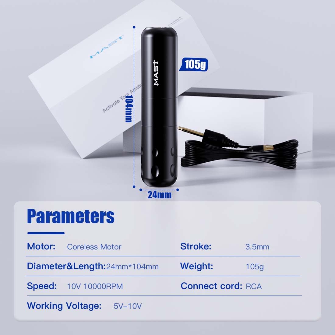 Mast S9 Wireless Tattoo Pen Machine Kit 821DC