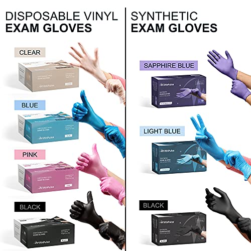 FifthPulse X-Large Black Vinyl Disposable Gloves, Latex-Free 3 mil Thickness - 50 pcs