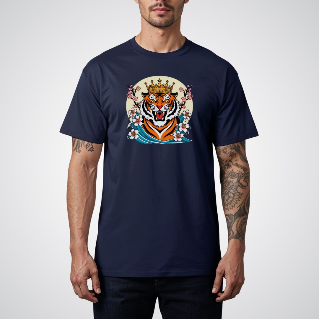 Tiger with Crown Neo-Traditional Tattoo Unisex T-Shirt