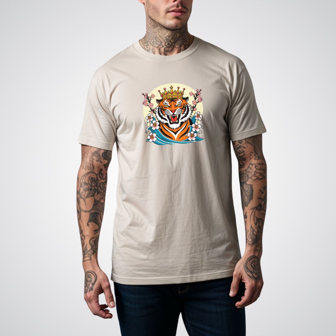 Tiger with Crown Neo-Traditional Tattoo Unisex T-Shirt