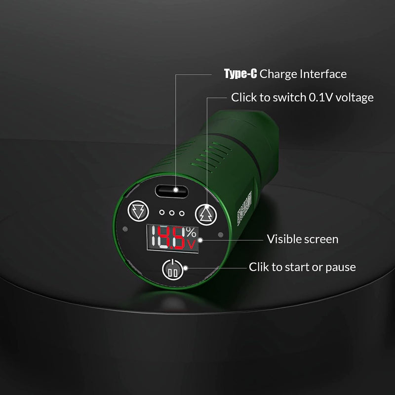 Wormhole Wireless Tattoo Pen Machine Kit - Green TK505