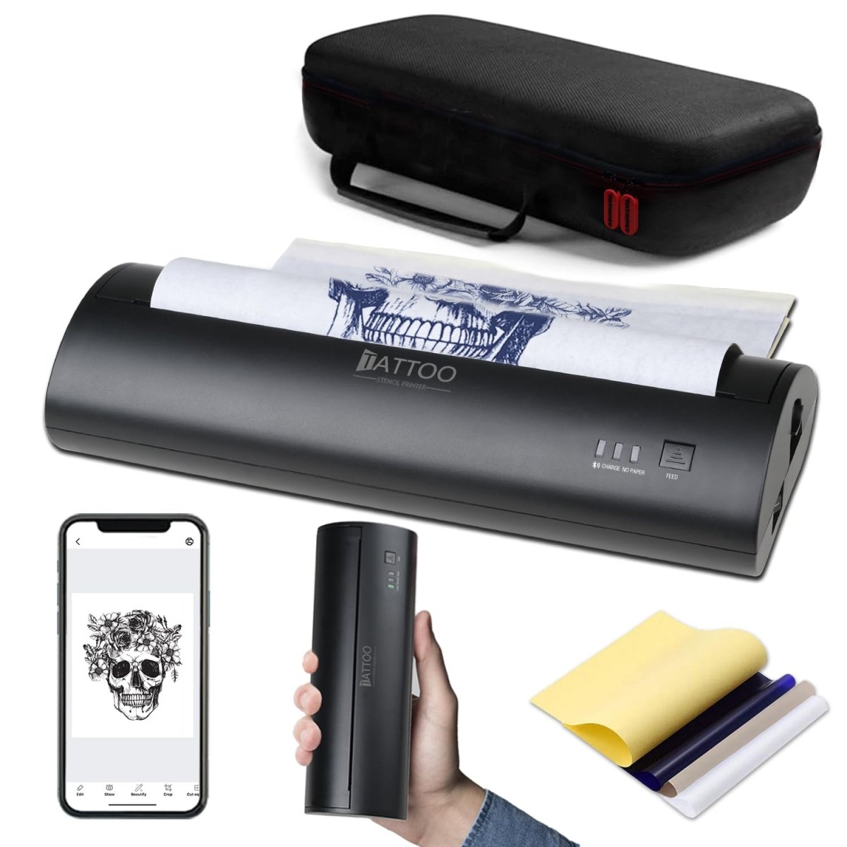 Atelics Wireless Tattoo Transfer Stencil Printer with Storage Case