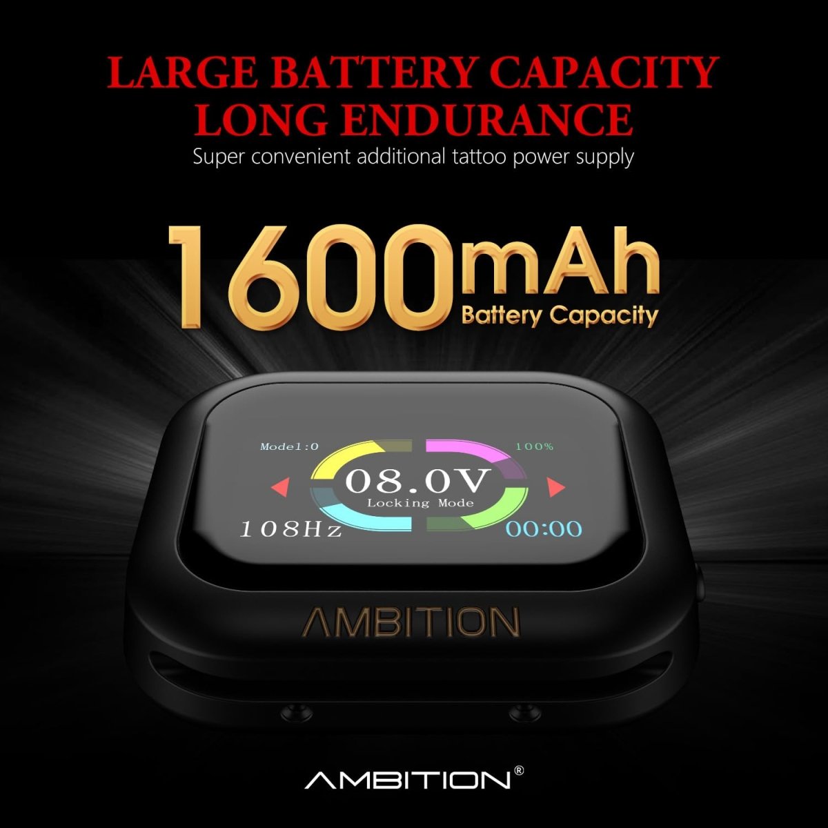 Ambition S1 Wristband Tattoo Power Supply Touch Screen Tattoo Battery 1600mAh