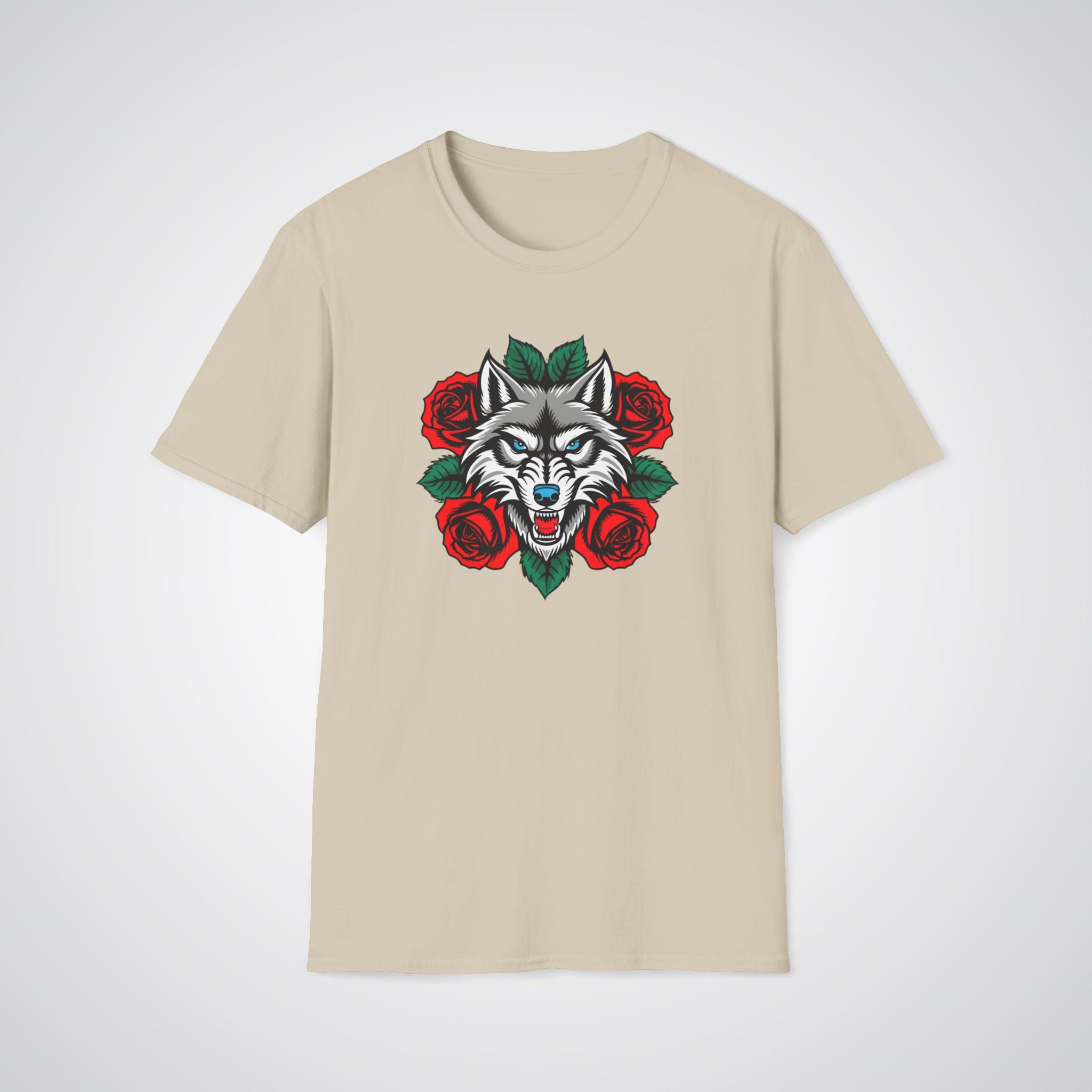 Wolf in Roses Neo-Traditional Tattoo Unisex T-Shirt