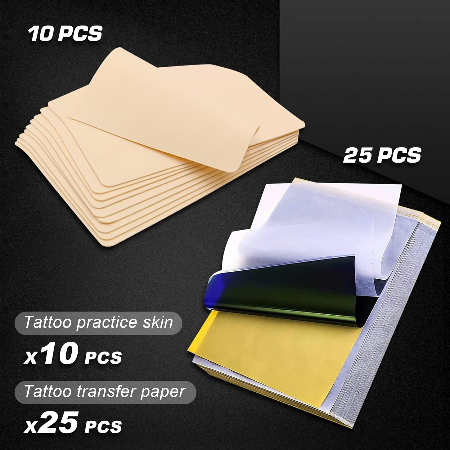 Jconly Tattoo Practice Skin & Transfer Paper Double-Sided Bundle - 35pcs