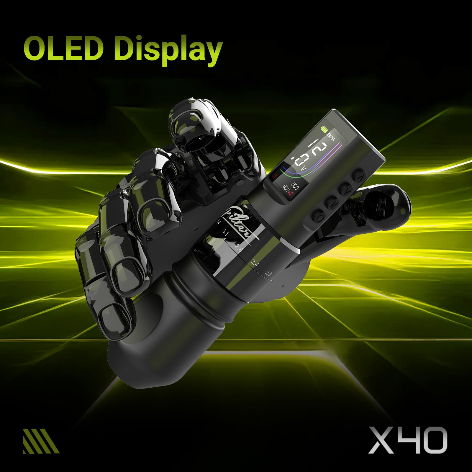 X40 Wireless Tattoo Pen Machine with Extra Battery (Silver)