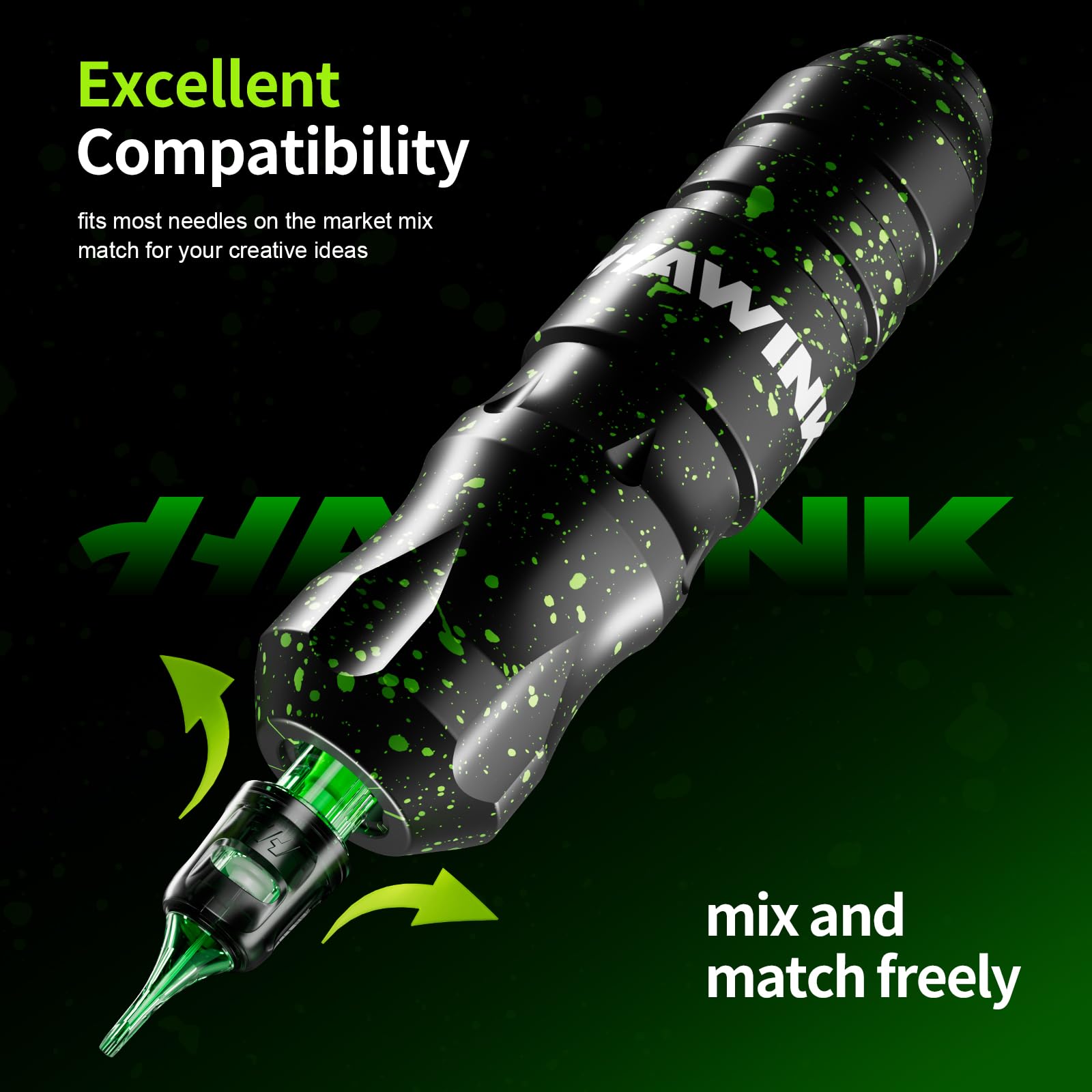 Wireless Tattoo Pen Machine Kit Tattoo by Hawink (2 Batteries) HW-TKP306KITA-10