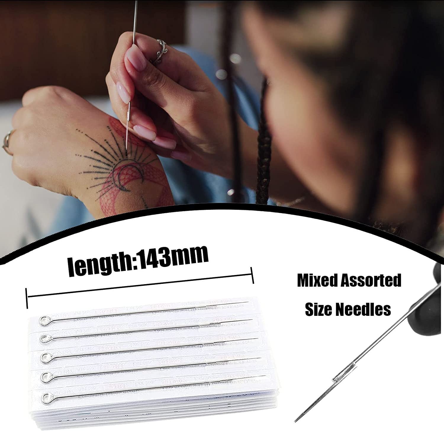 Sotica Disposable Tattoo Needles - 50pcs Mixed Sizes