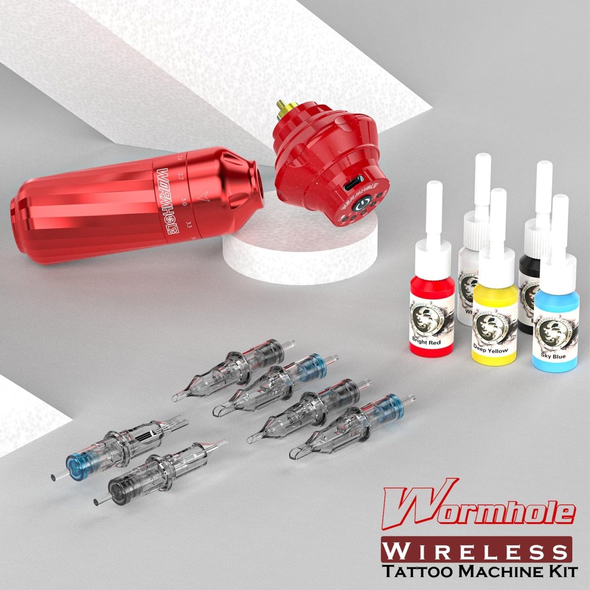 Wormhole Wireless Tattoo Pen Machine Kit Red - WTK241