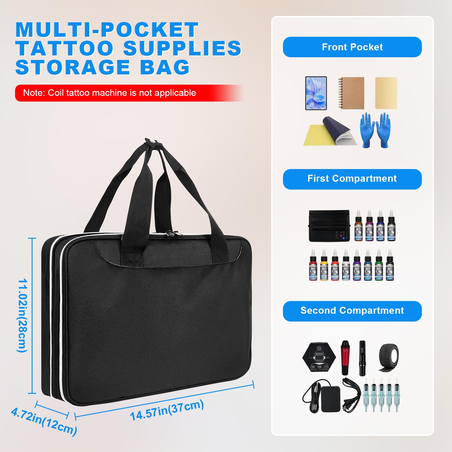 Generic Tattoo Case – Double Layer Travel Bag for Tools
