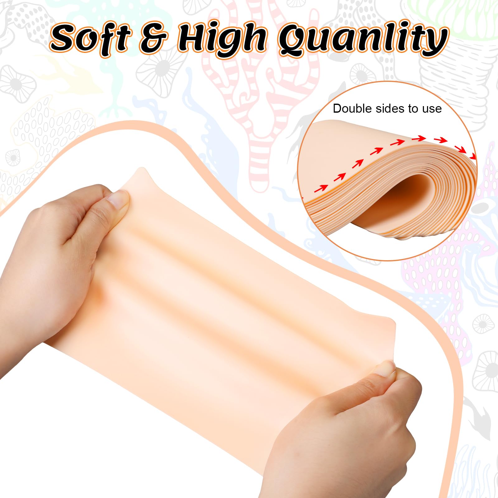 Sosation 7.6"x5.7" Blank Tattoo Practice Skin Double Sided Silicone - 100pcs
