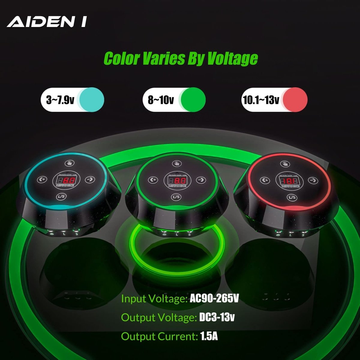 Wormhole Aiden Tattoo Power Supply, Voice Control, DC3-13V Digital Display