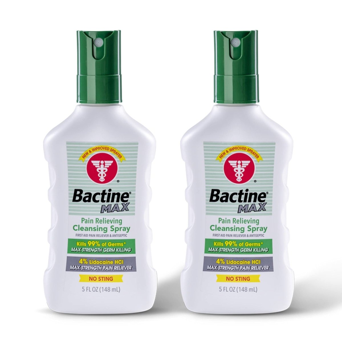Bactine Max First Aid Spray - Pain Relief Cleansing Spray with 4% Numbing Lidocaine 5 oz - 2 Pack