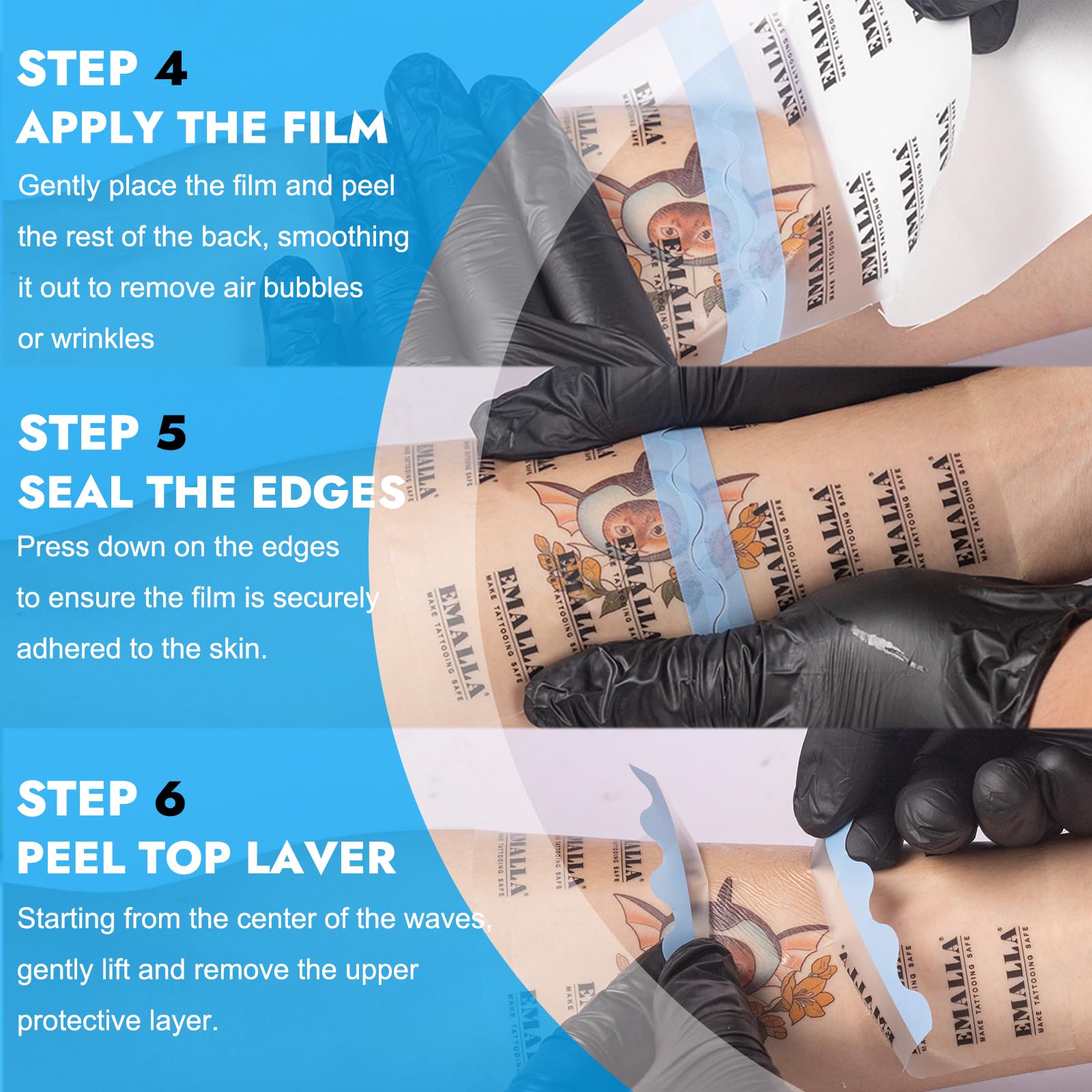 Matte Invisible Second Skin Tattoo Cover Protection Film by Emalla - 3.9in x 10.9yd