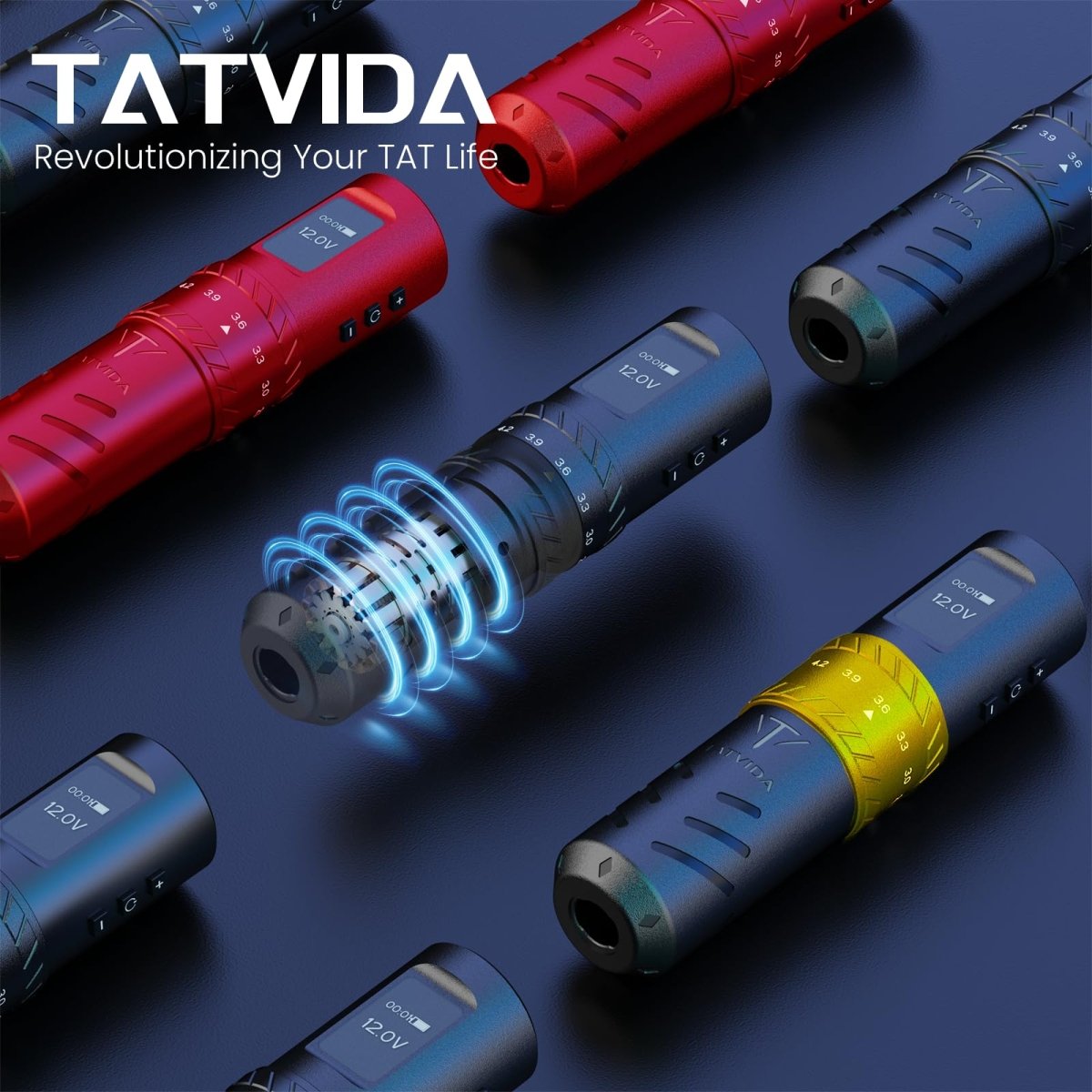 Tatvida Black Wireless Tattoo Pen Machine, 2400mAh with 7 Stroke