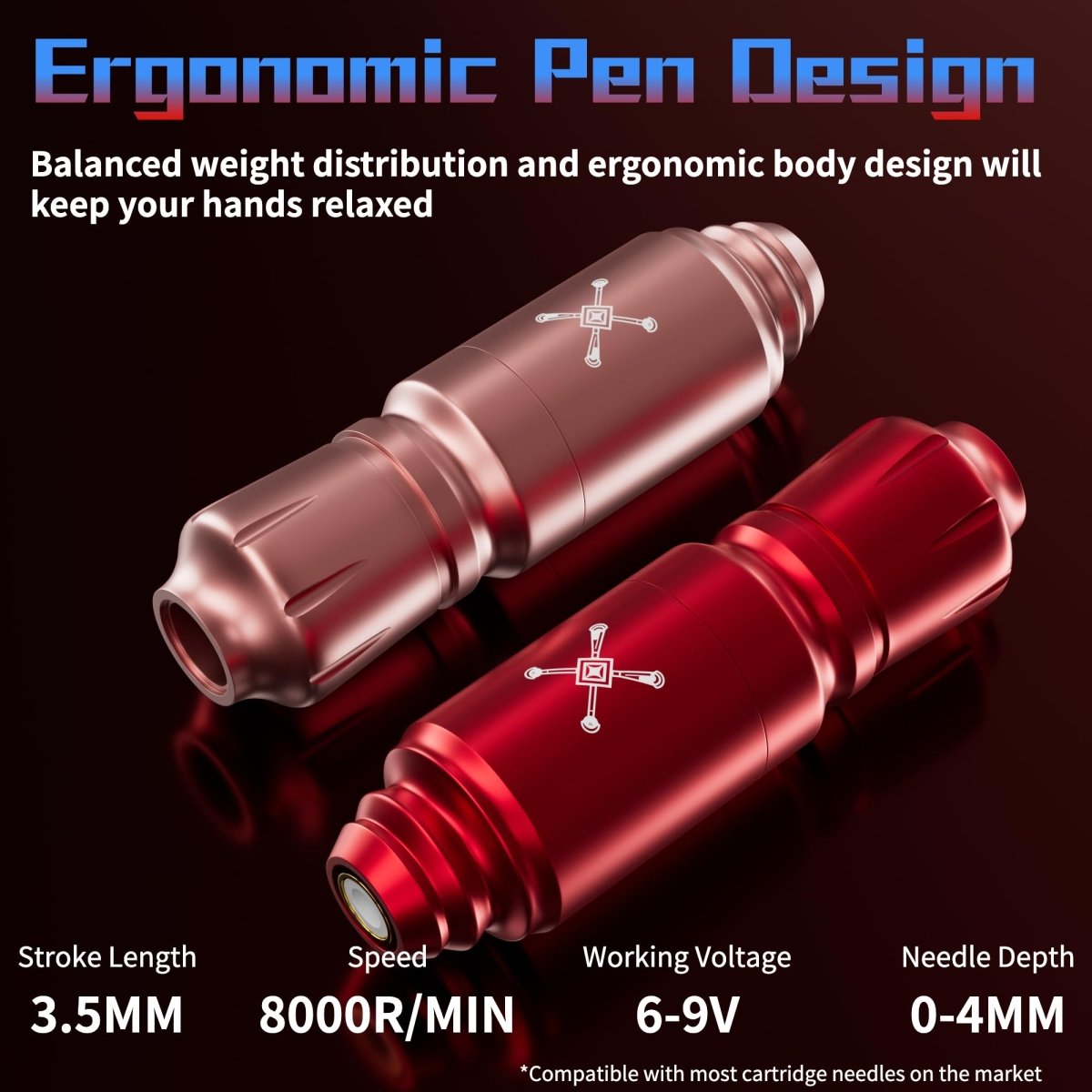 Neebol Red Wireless Tattoo Pen Machine Kit