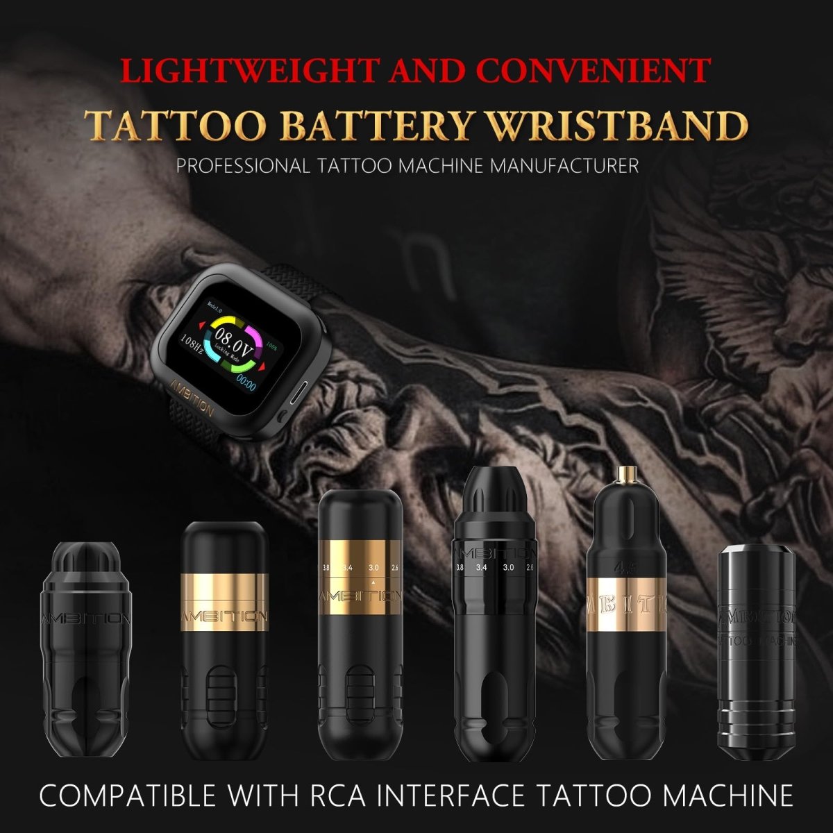 Ambition S1 Wristband Tattoo Power Supply Touch Screen Tattoo Battery 1600mAh