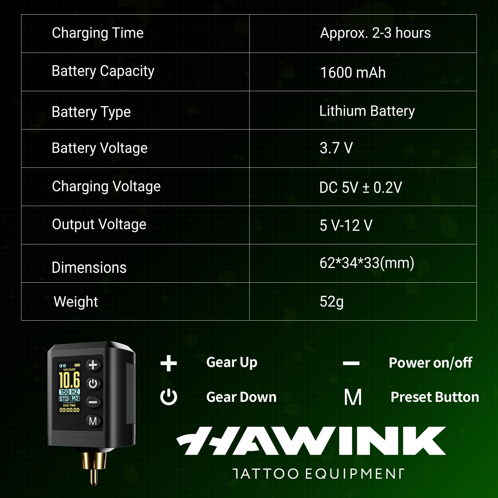 Wireless Tattoo Pen Machine Kit Tattoo by Hawink (2 Batteries) HW-TKP306KITA-10